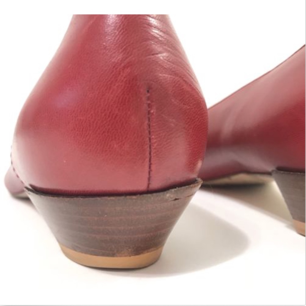 BURBERRY Red Block Kitten Heels Slip On Shoes 38.5 - Picture 4 of 8